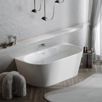 Акриловая ванна Sancos First FB10 170x80 см, пристенная, белая, овальная, с каркасом, со сливом-переливом