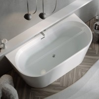 Акриловая ванна Sancos First FB10 170x80 см, пристенная, белая, овальная, с каркасом, со сливом-переливом