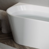 Акриловая ванна Sancos First FB10 170x80 см, пристенная, белая, овальная, с каркасом, со сливом-переливом