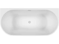 Акриловая ванна Sancos First FB10 170x80 см, пристенная, белая, овальная, с каркасом, со сливом-переливом