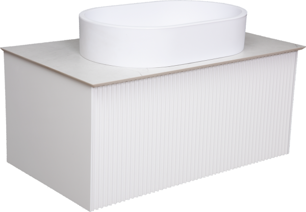 Тумба с раковиной La Fenice Terra 80 белая, белая столешница, матовая раковина