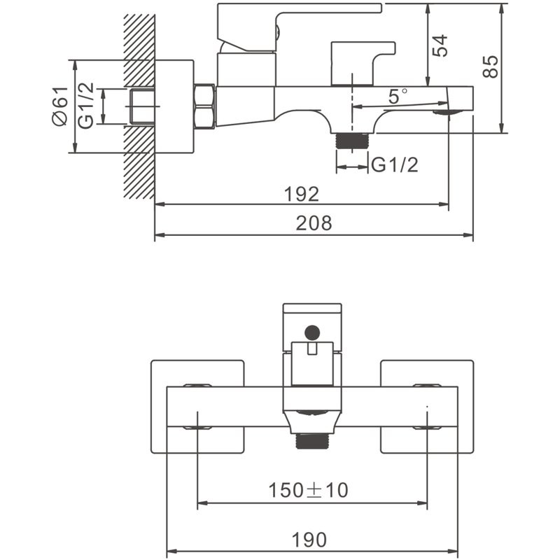 Смеситель для ванны с душем BELZ B658 B60658 хром