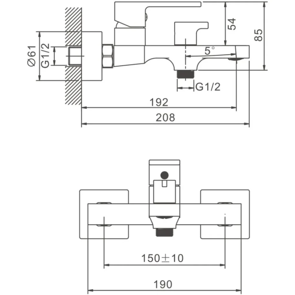 Смеситель для ванны с душем BELZ B658 B60658 хром