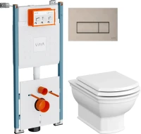 Комплект Унитаз подвесной VitrA Valarte + Крышка 124-003-009 с микролифтом + Инсталляция V-Fix Core 732-5800-01PV + Кнопка Root Square 740-2395 никель