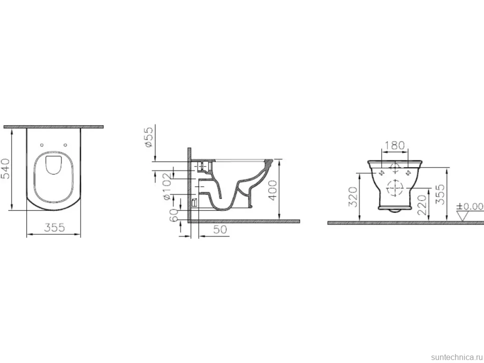 Комплект Унитаз подвесной VitrA Valarte + Крышка 124-003-009 с микролифтом + Инсталляция V-Fix Core 732-5800-01PV + Кнопка Root Square 740-2395 никель