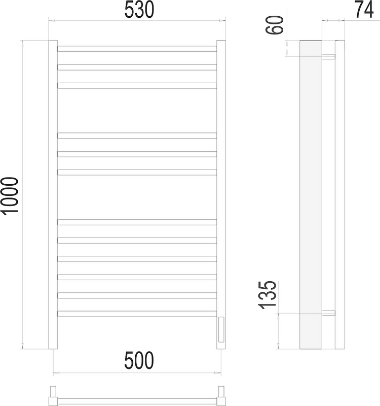 Полотенцесушитель электрический Terminus Сицилия П12 50x100, sensor quick touch