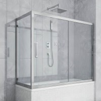 Шторка на ванну Kubele DE019 PR-CLN-CH 150х70 см, профиль хром