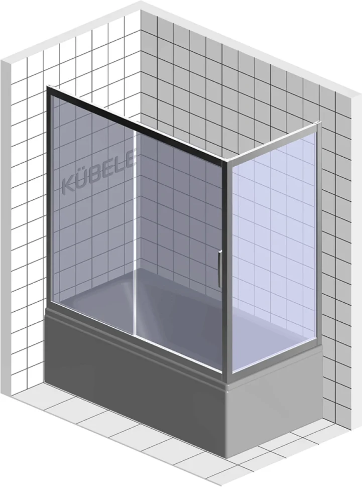 Шторка на ванну Kubele DE019 PR-CLN-CH 150х70 см, профиль хром