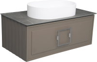 Тумба с раковиной La Fenice Cubo 90 подвесная, cappuccino, ручка хром, столешница черный мрамор, раковина белая матовая