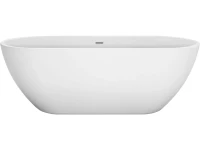 Акриловая ванна BelBagno Uno BB701 140x70 см, отдельностоящая, белая, овальная, на ножках, со сливом-переливом, с донным клапаном