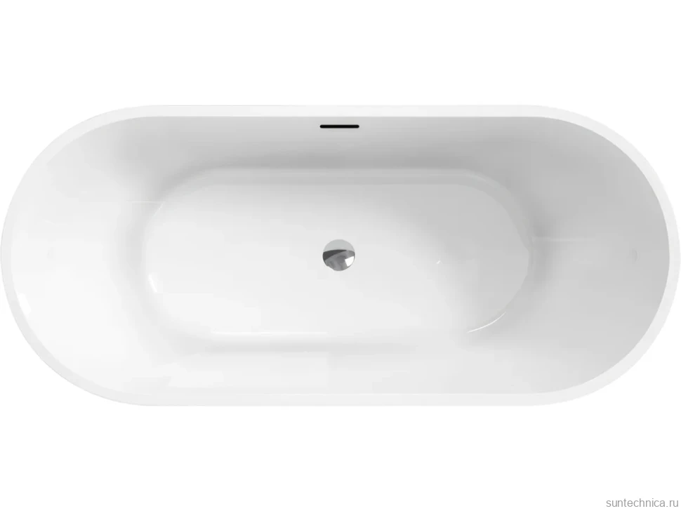 Акриловая ванна BelBagno Uno BB701 140x70 см, отдельностоящая, белая, овальная, на ножках, со сливом-переливом, с донным клапаном