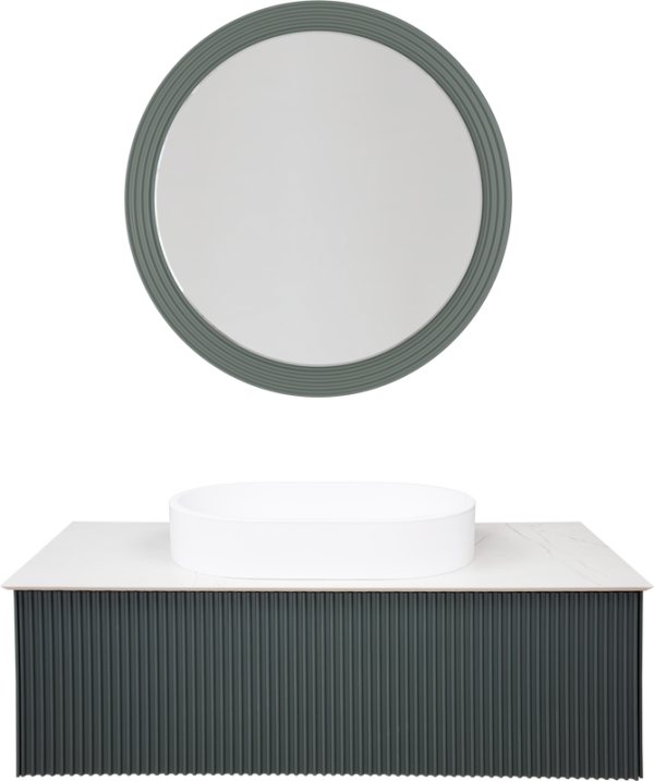 Мебель для ванной комнаты La Fenice Terra 100 серая, белая столешница, матовая раковина