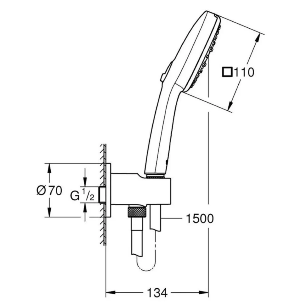 Душевой гарнитур 3 вида струи GROHE Tempesta Cube 110 269102433