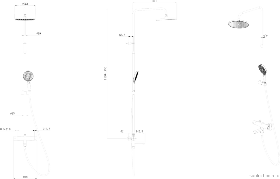 Душевая стойка KERAMA MARAZZI Fonte FO.202.KM.BLK.M матовая черная