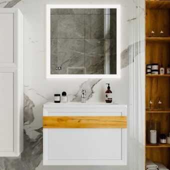 Мебель для ванной Бриклаер Берлин 80 белый глянец, дуб золотой