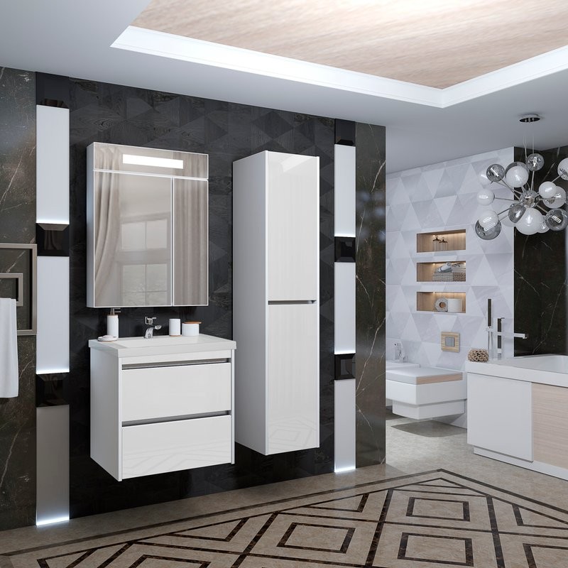 Тумба с раковиной Opadiris Фреш 60 белая, вар.2