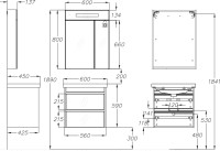 Тумба с раковиной Opadiris Фреш 60 белая, вар.2