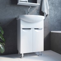 Тумба с раковиной Mixline Этьен 55 глянцевая белая, раковина Элеганс 55