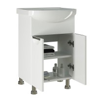 Тумба с раковиной Mixline Этьен 55 глянцевая белая, раковина Элеганс 55