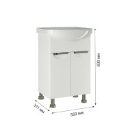 Тумба с раковиной Mixline Этьен 55 глянцевая белая, раковина Элеганс 55