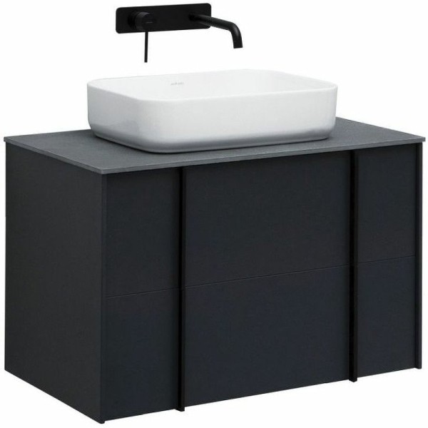 Тумба с раковиной Allen Brau Reality 80 подвесная, антрацит матовый, столешница графит структ, раковина Fantasy Quad 50х36 белая матовая