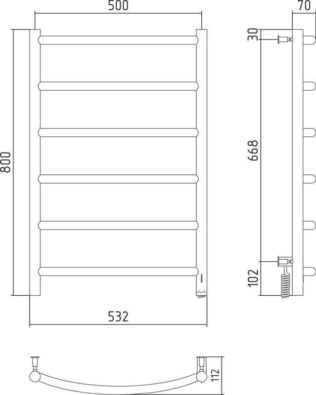 Полотенцесушитель электрический Сунержа Галант 4.0 80х50 черный, R