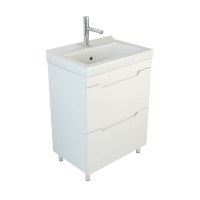 Тумба под раковину без столешницы Emmy Агата 55 глянцевая белая, раковина Визит 55