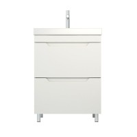 Тумба под раковину без столешницы Emmy Агата 55 глянцевая белая, раковина Визит 55