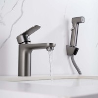 Смеситель для раковины AQUATEK Ника AQ1812BGM с гигиеническим душем, оружейная сталь