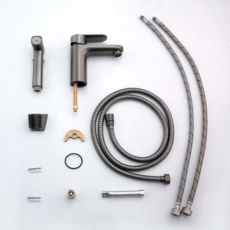 Смеситель для раковины AQUATEK Ника AQ1812BGM с гигиеническим душем, оружейная сталь