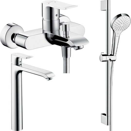 Комплект для ванной Hansgrohe Metris 31480000 + 31082000 + душевой гарнитур
