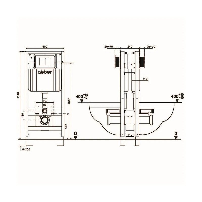 Инсталляция для унитаза Abber AC0106 с креплением в пол, с регулировкой по высоте