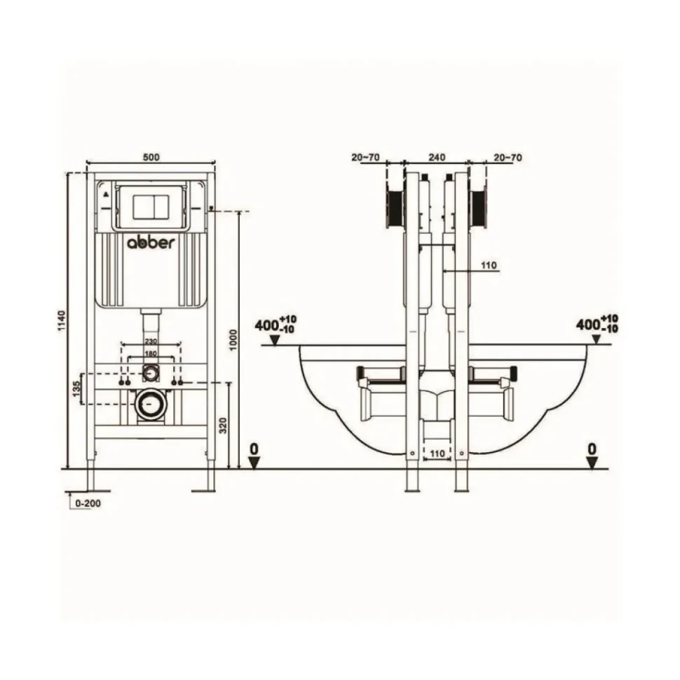 Инсталляция для унитаза Abber AC0106 с креплением в пол, с регулировкой по высоте