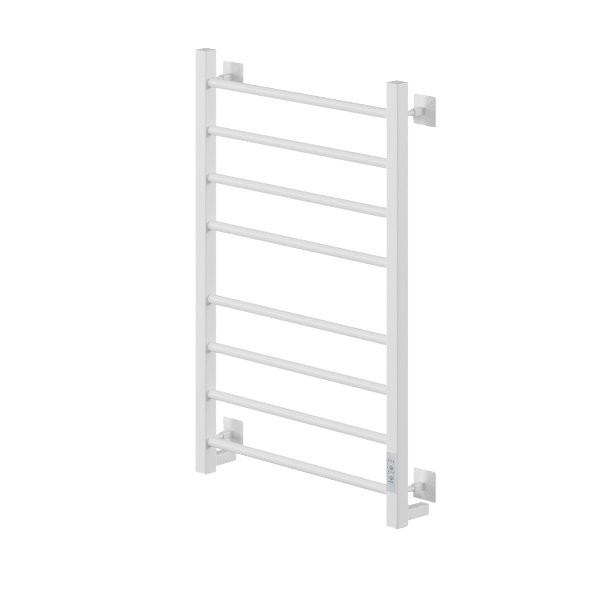 Полотенцесушитель электрический Comfysan Unico-K EC-8 80x55 см, подключение справа, слева, матовый белый, лесенка, из стали