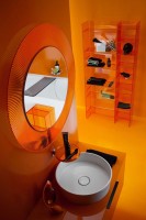 Зеркало круглое Laufen Kartell by Laufen 80 оранжевое, с подсветкой