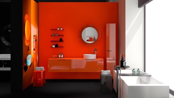 Зеркало круглое Laufen Kartell by Laufen 80 оранжевое, с подсветкой