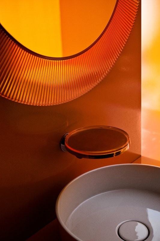 Зеркало круглое Laufen Kartell by Laufen 80 оранжевое, с подсветкой