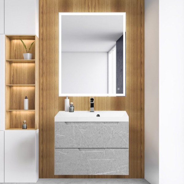 Мебель для ванной комнаты BelBagno Vittoria 70 подвесная, toros bianco, белая глянцевая раковина