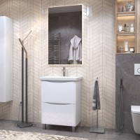 Тумба с раковиной Vigo Glem 60 напольная, 2 ящика, глянцевая белая