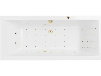 Акриловая ванна Excellent Pryzmat Nano 180x80 см, встраиваемая, с гидромассажем, белая, с каркасом, со сливом-переливом, фурнитура золото