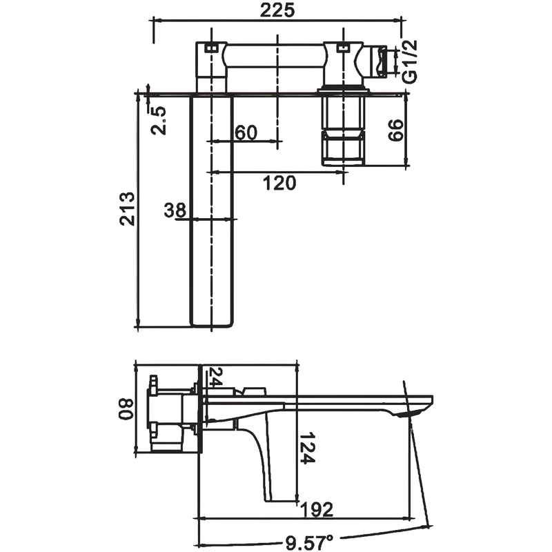 Смеситель для раковины BELZ B14709-3 С ВНУТРЕННЕЙ ЧАСТЬЮ, оружейная сталь