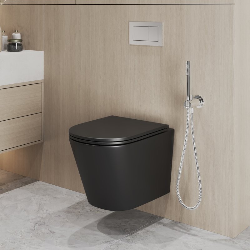 Унитаз подвесной Grossman GR-4478BMSQ с микролифтом, черный матовый