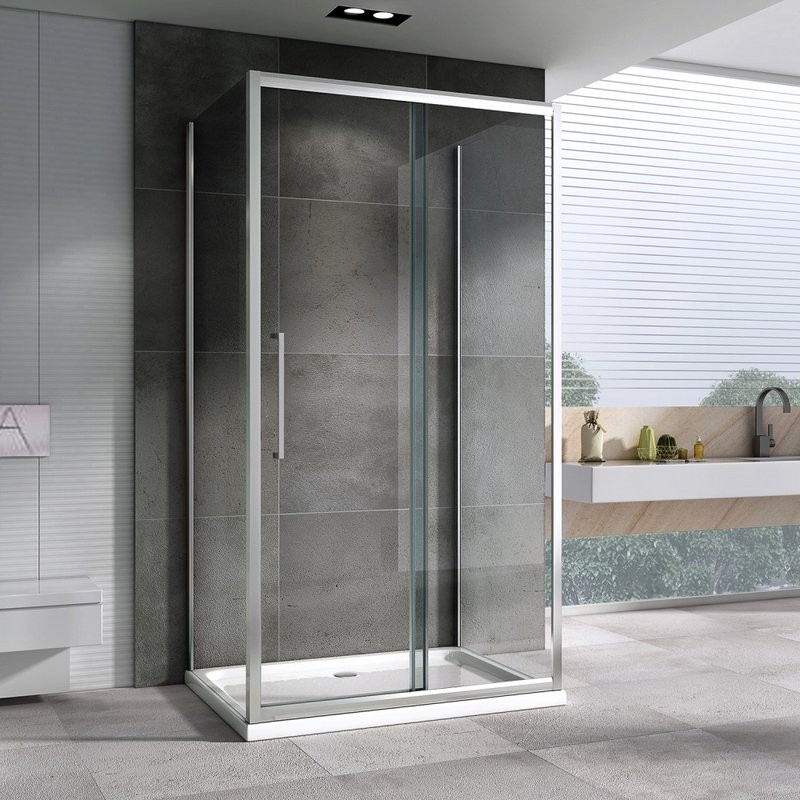 Душевой уголок Abber Schwarzer Diamant AG30100H-S85-S85 100x85, профиль хром, стекло прозрачное