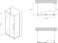 Душевой уголок Abber Schwarzer Diamant AG30100H-S85-S85 100x85, профиль хром, стекло прозрачное