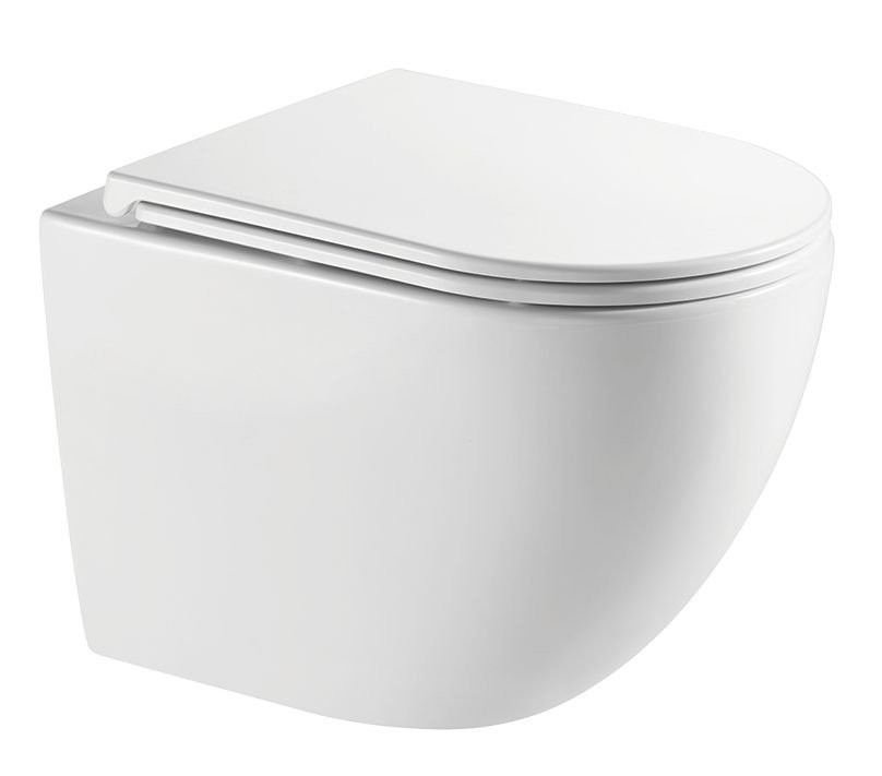 Унитаз безободковый подвесной c полностью литой чашей и сиденьем микролифт, технология смыва Tornado