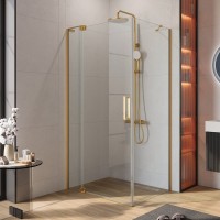 Душевой уголок Cezares Slider AH 1 100-70/80 C BORO профиль брашированное золото, стекло прозрачное