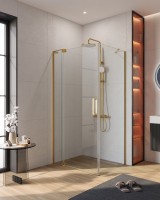 Душевой уголок Cezares Slider AH 1 100-70/80 C BORO профиль брашированное золото, стекло прозрачное