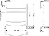 Полотенцесушитель водяной Secado Милан 3 65x55 см, бронза, лесенка, латунь Полотенцесушитель водяной Secado Милан 3 65x55 см, бронза, лесенка, латунь