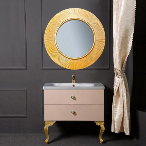 Мебель для ванной комнаты Armadi Art NeoArt 80 капучино с ручками Flora золото, зеркало Shine, с ножками