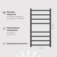 Полотенцесушитель электрический EWRIKA Пенелопа L2 80х40, графит